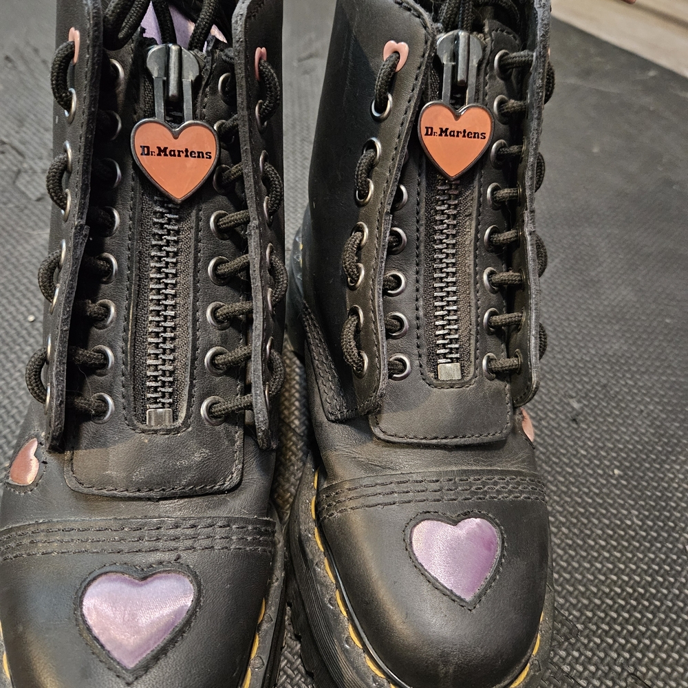 Dr. Martens Black Boots with Heart Accents